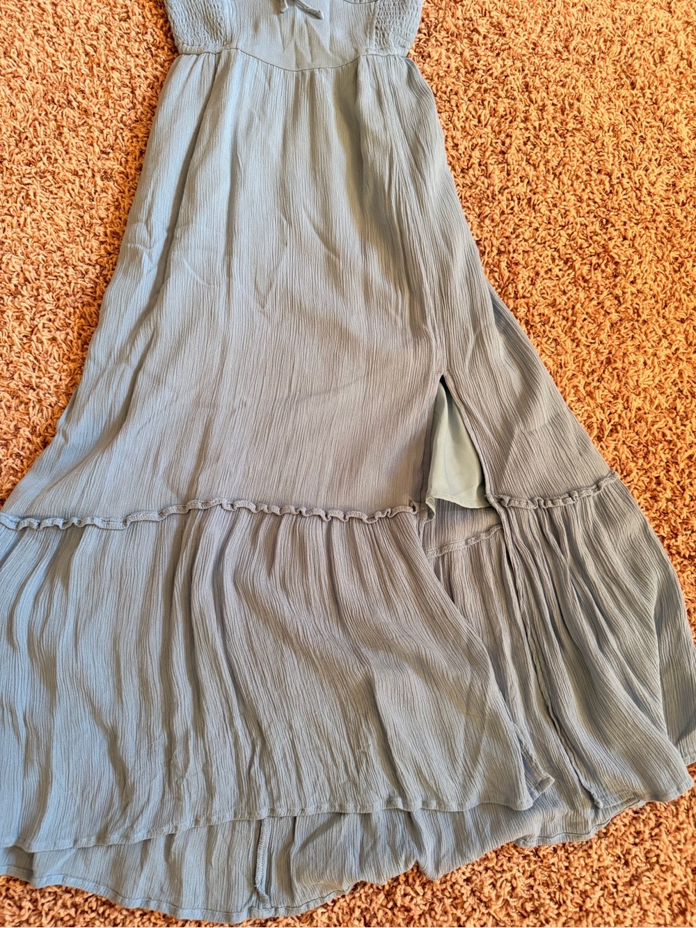 Hollister Light Blue Puff Sleeve Maxi Dress - Picture 2 of 7